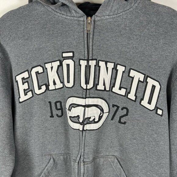 Vintage Ecko Unltd Zip Up Grey Medium Graffiti Skater Y2K Streetwear Jnco Jnyx - Picture 5 of 10